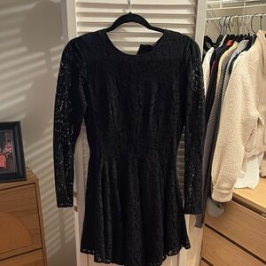 H&M Black Fit and Flare Long Sleeve Dress